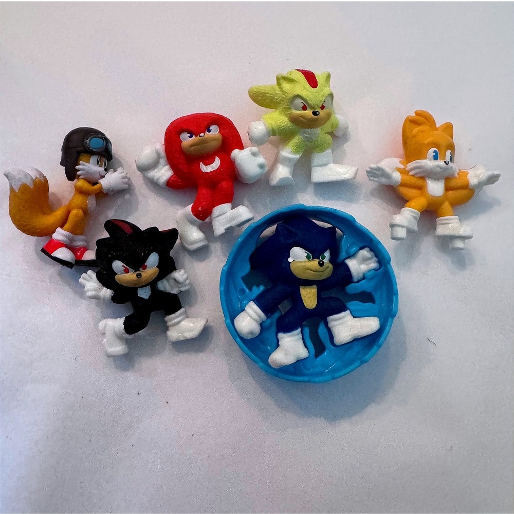Sonic the Hedgehog Movie Mini Figure Lot Tails Knuckles Shadow 6pc Set SEGA Game